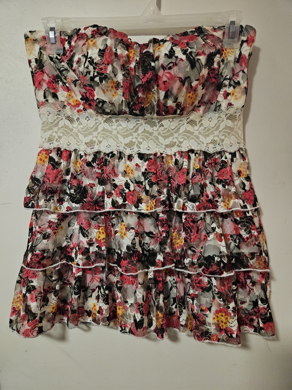 Floral Lace Strapless Tube Top - Y2ak